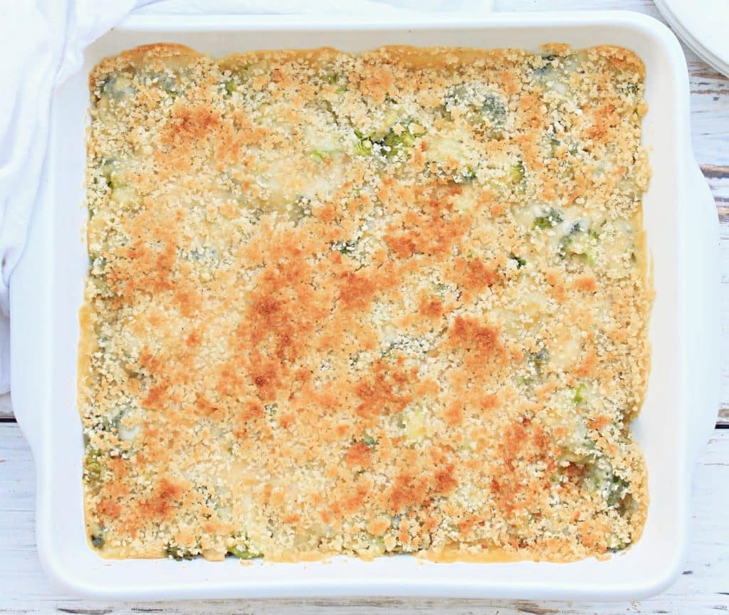 Broccoli Gratin ~ Fresh broccoli smothered in rich and creamy homemade cheese sauce, topped with buttery bread crumbs, and baked to perfection!