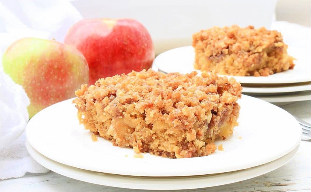 Apple Streusel Coffee Cake ~ Tender and sweet apple cake topped with crumbly and buttery cinnamon streusel. Serve this autumn treat for breakfast, brunch, or dessert!