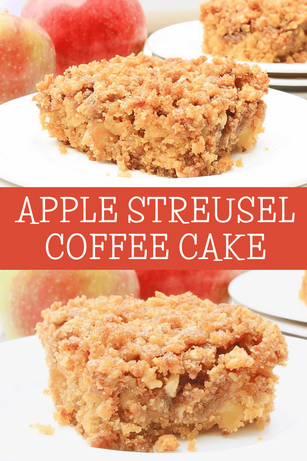 Apple Streusel Coffee Cake ~ Tender and sweet apple cake topped with crumbly and buttery cinnamon streusel. Serve this autumn treat for breakfast, brunch, or dessert! via @thiswifecooks