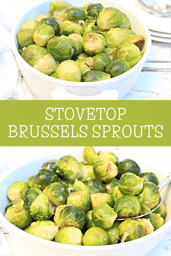 Stovetop Brussels Sprouts ~ Pan-fried Brussels sprouts simmered in a savory and buttery plant-based broth are easy, flavorful, and versatile!