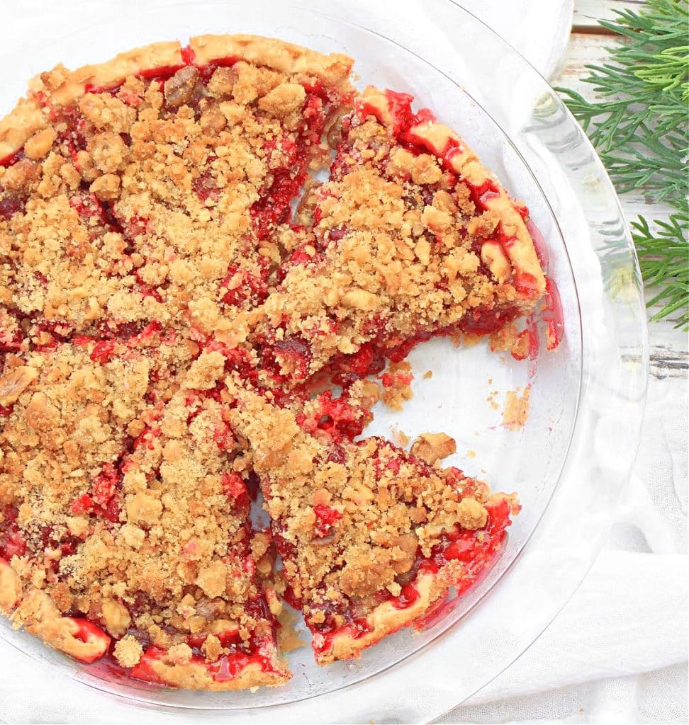 Cranberry Pie ~ Fresh cranberry pie, made with sweetened cranberries and crumbly streusel topping, is perfect for the holidays!