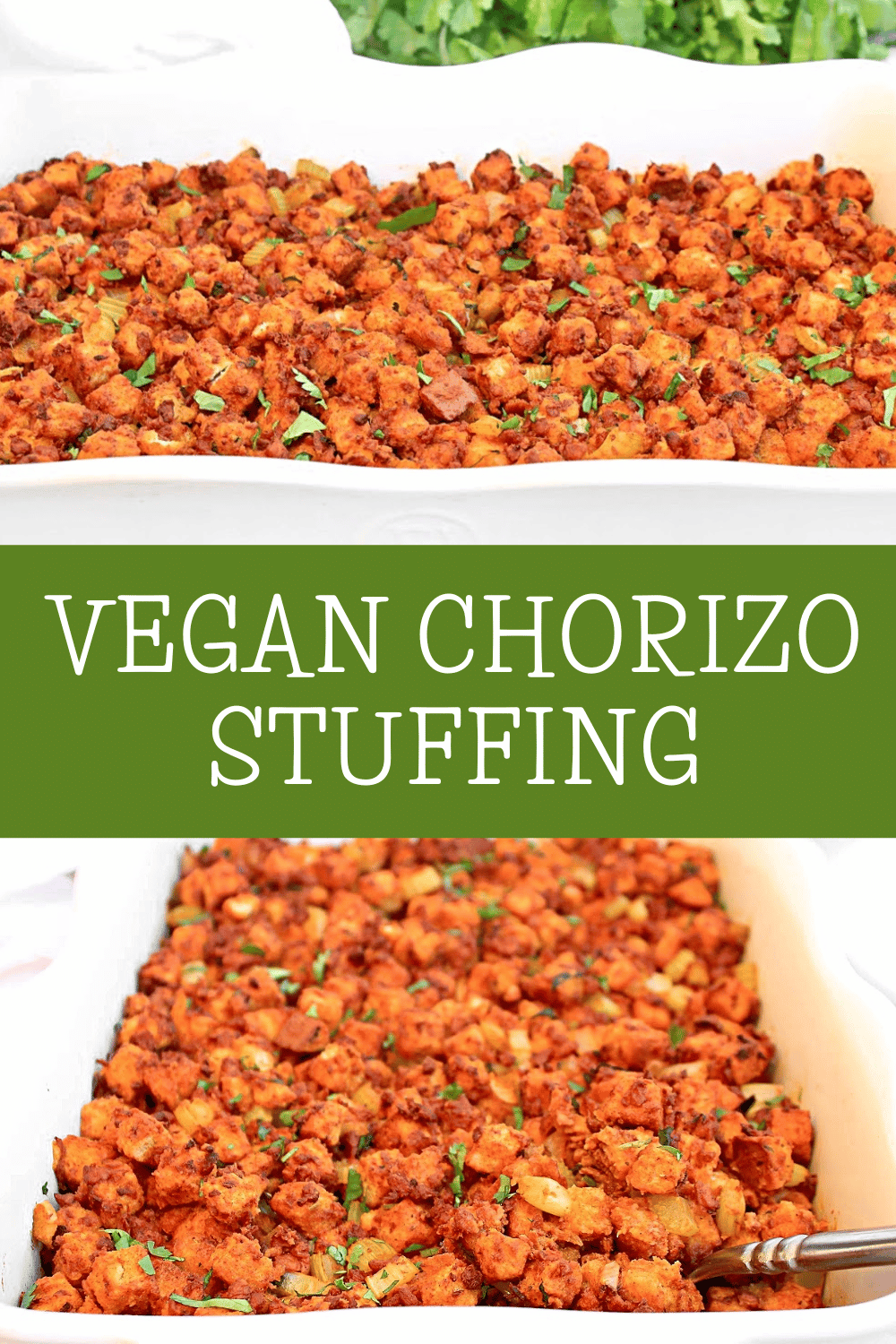 Vegan Chorizo Stuffing ~ Add Mexican flair to your plant-based Thanksgiving feast! This stuffing is smoky, savory, and loaded with bold flavor.  via @thiswifecooks