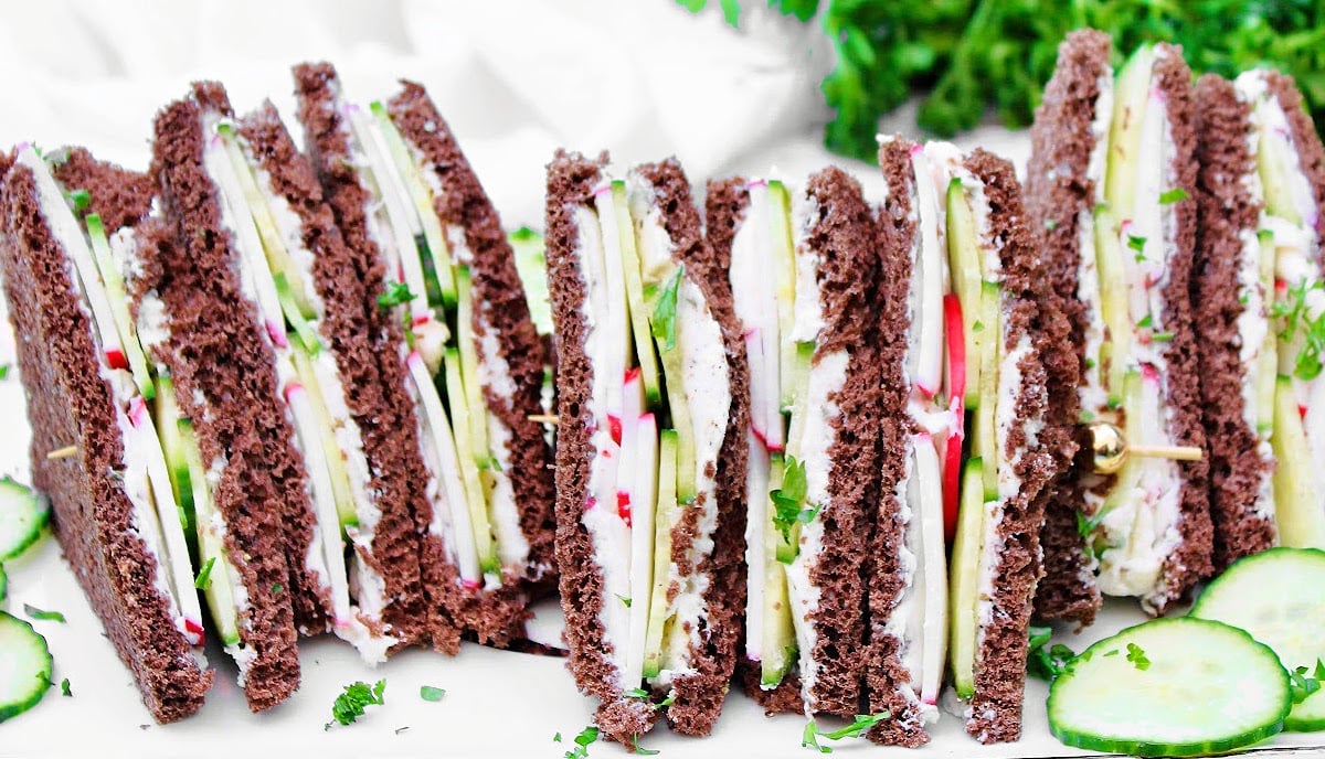 Cucumber and Radish Tea Sandwiches ~ This Wife Cooks
