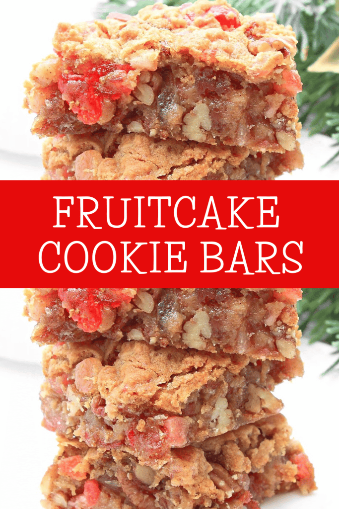 Fruitcake Bars ~ These dairy-free cookie bars are easy to make, lighter than a traditional fruitcake, and filled with holiday flavor!