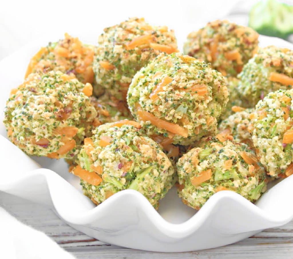 Baked Broccoli Cheese Bites ~The classic flavors of broccoli and cheddar rolled into perfectly portioned bites. Vegan recipe.
