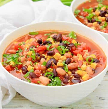 Taco Soup ~ All the taco flavor you love in a hearty and filling soup! Made with pantry ingredients and ready to serve in 20 minutes!