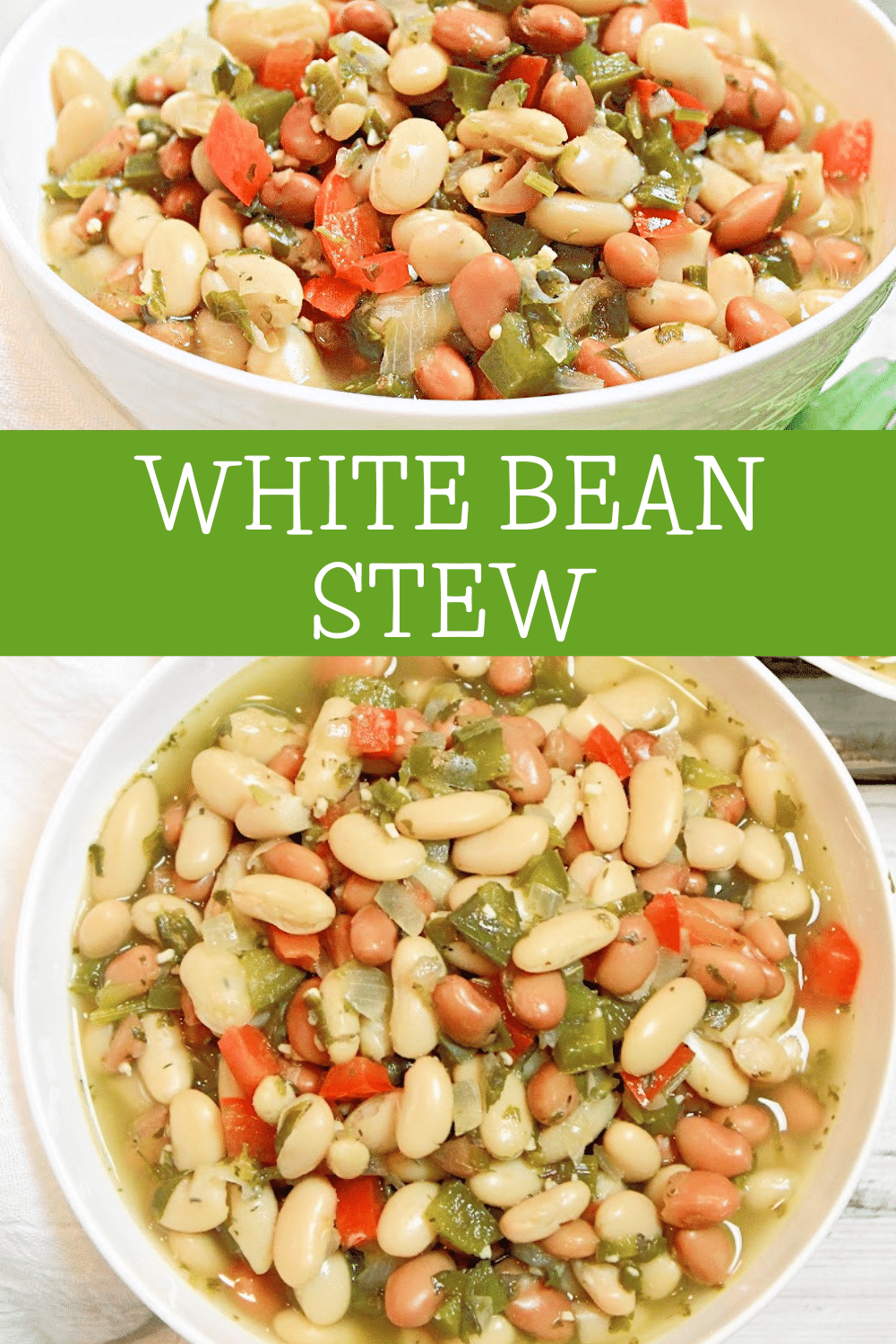 White Bean Stew ~ This hearty and aromatic stew is packed with herbaceous flavor and good-for-you ingredients! via @thiswifecooks