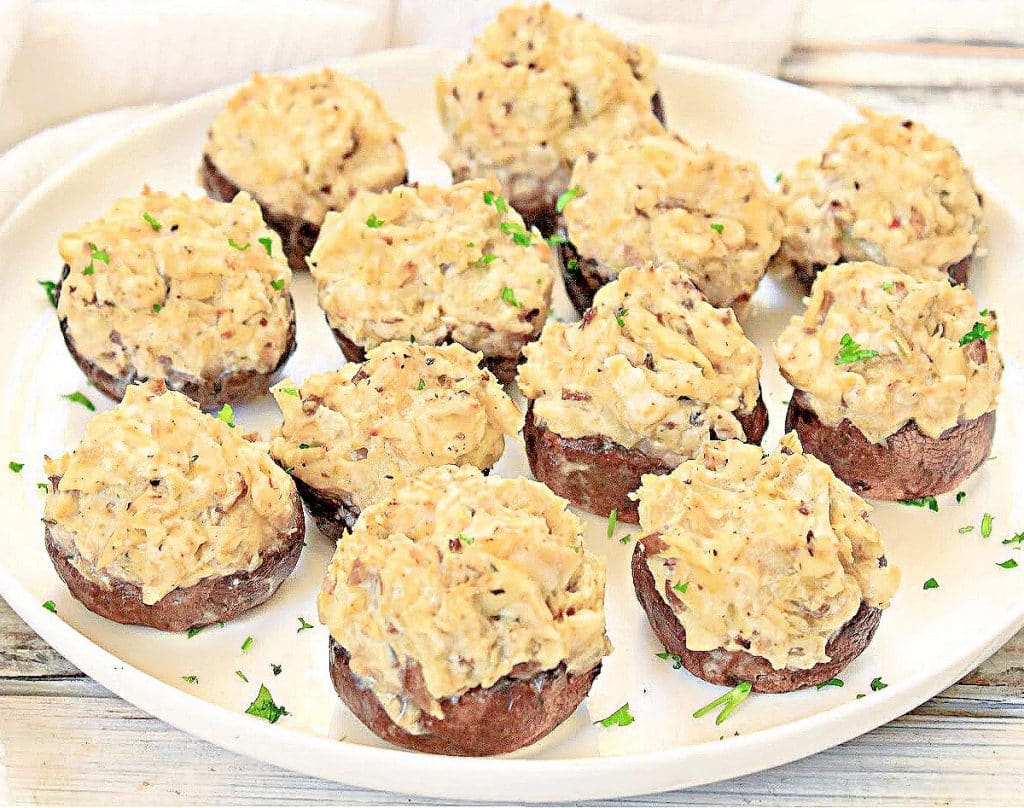 Artichoke Stuffed Mushrooms ~ An easy appetizer for holiday parties, game days, and everyday dinners at home!