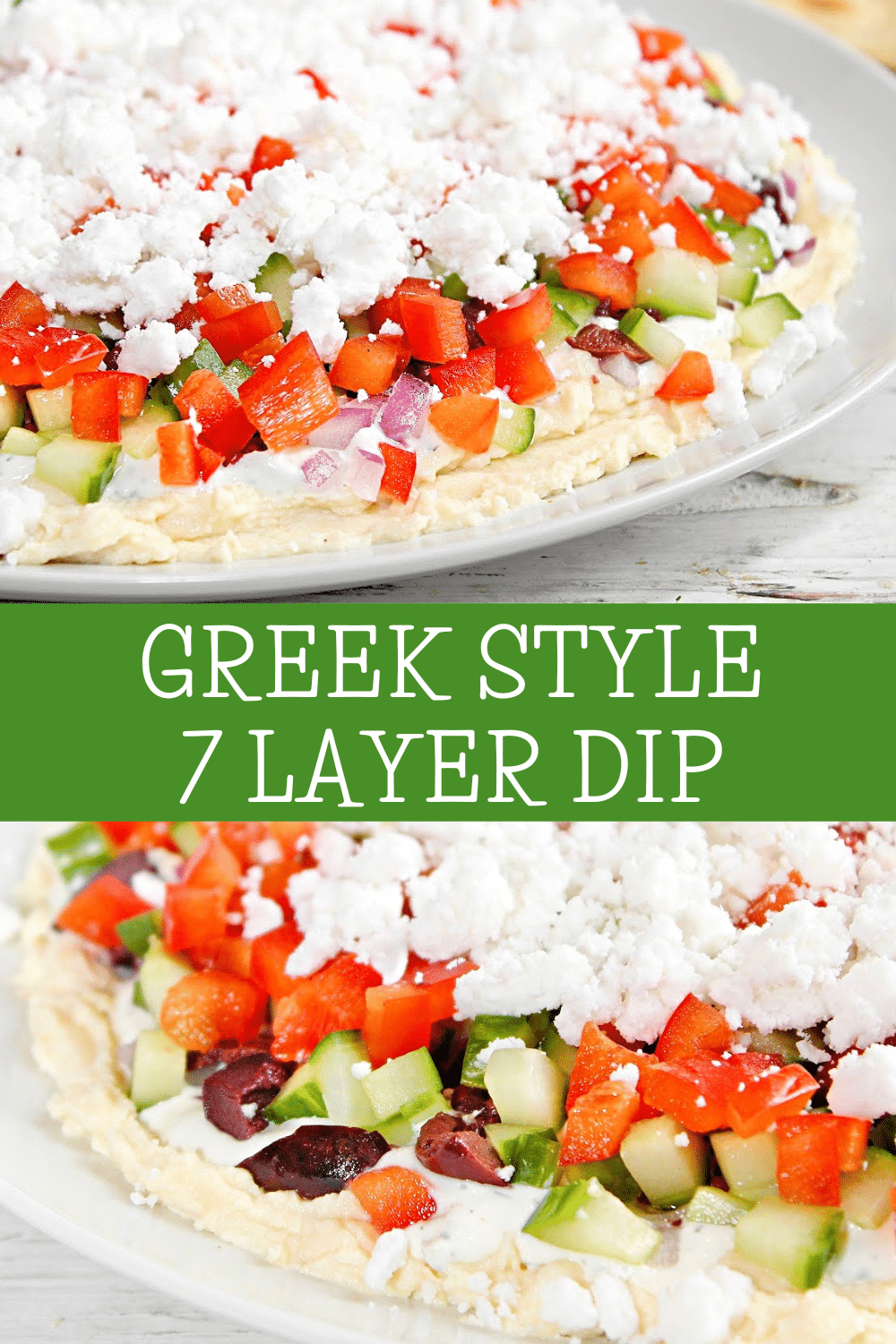 Greek Layer Dip ~ 7 layers of Mediterranean flavors made with all dairy-free ingredients! Ready to serve in 10 minutes! via @thiswifecooks
