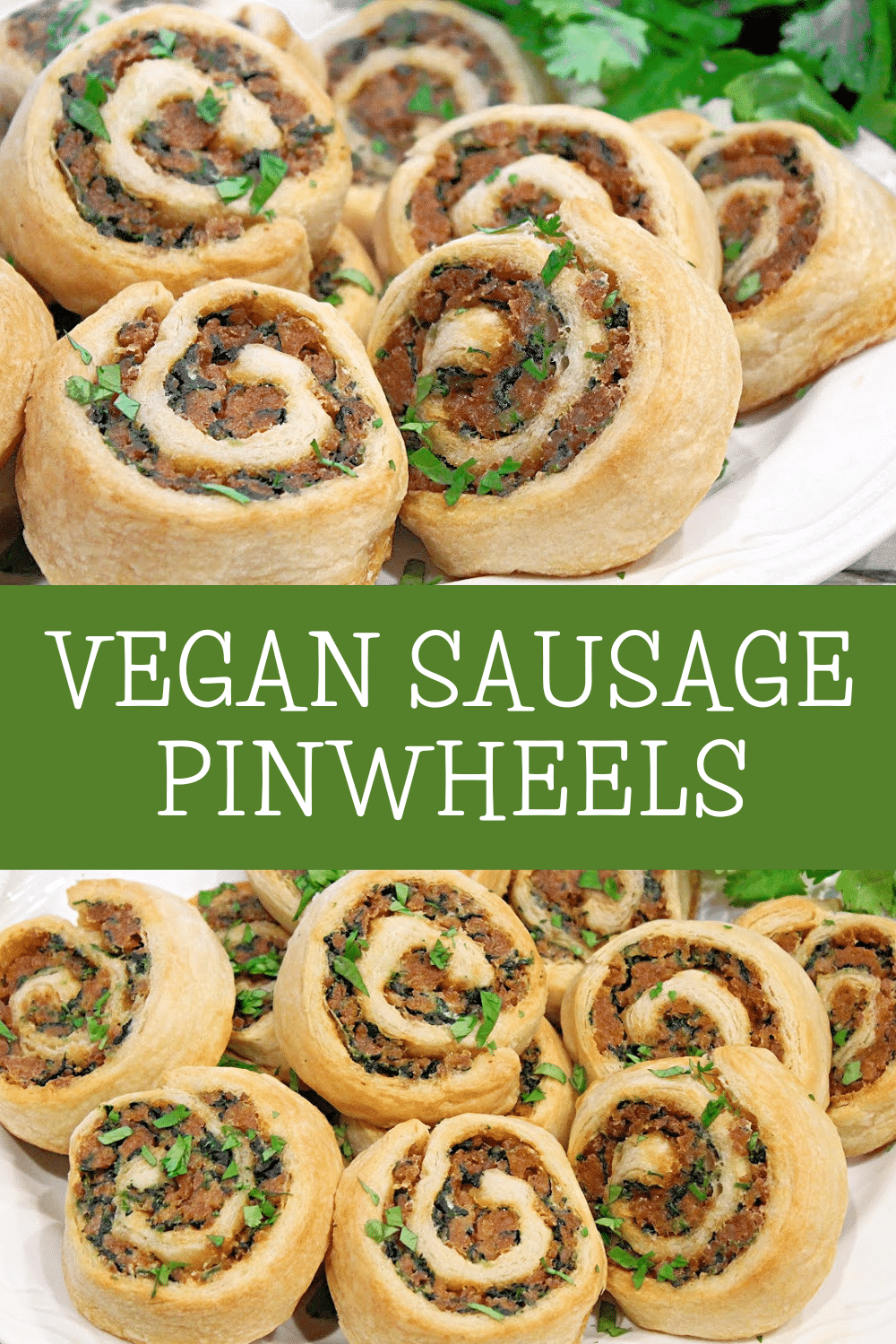 Vegan Sausage Pinwheels ~ This easy make-ahead appetizer is perfect for holidays, game days, and even for breakfast! via @thiswifecooks
