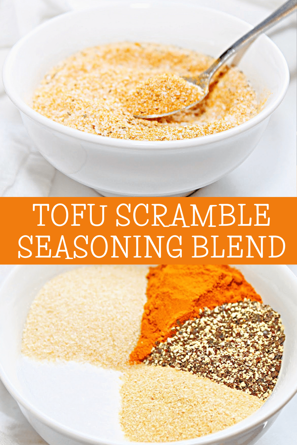 Tofu Scramble Seasoning Blend ~ This savory spice mix is easy to make with five simple pantry ingredients and no nutritional yeast!  via @thiswifecooks