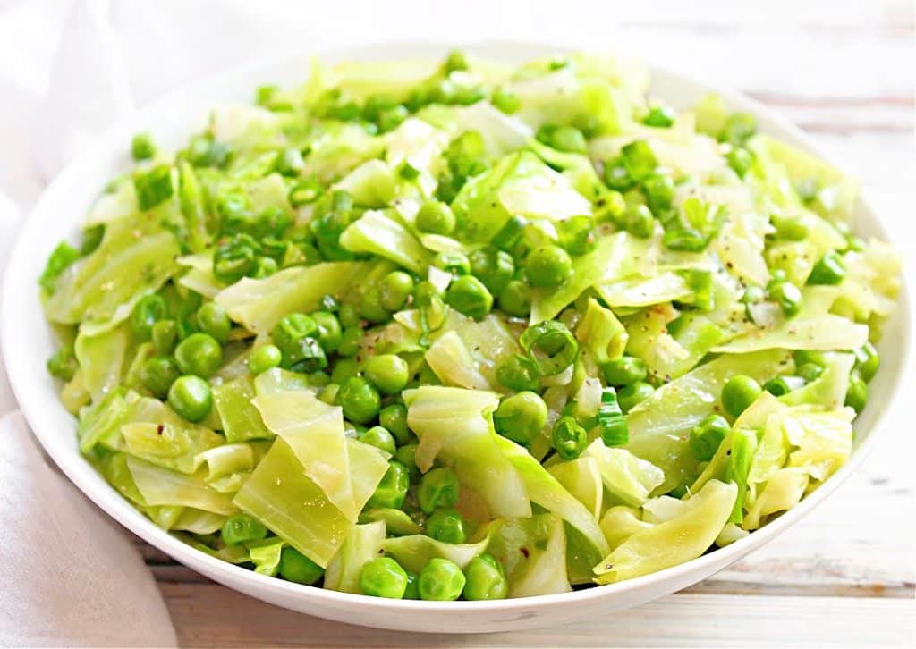 Cabbage and Peas ~ A few simple ingredients and quick cooking time make this easy side dish perfect for weekday dinners!