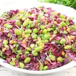 Edamame Salad ~ Light and crisp salad packed with vibrant colors and fresh flavor! Serve as a refreshing side or as a main dish over rice.