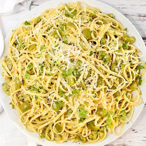 Green Olive Pasta ~ Vegan Recipe ~ This Wife Cooks™