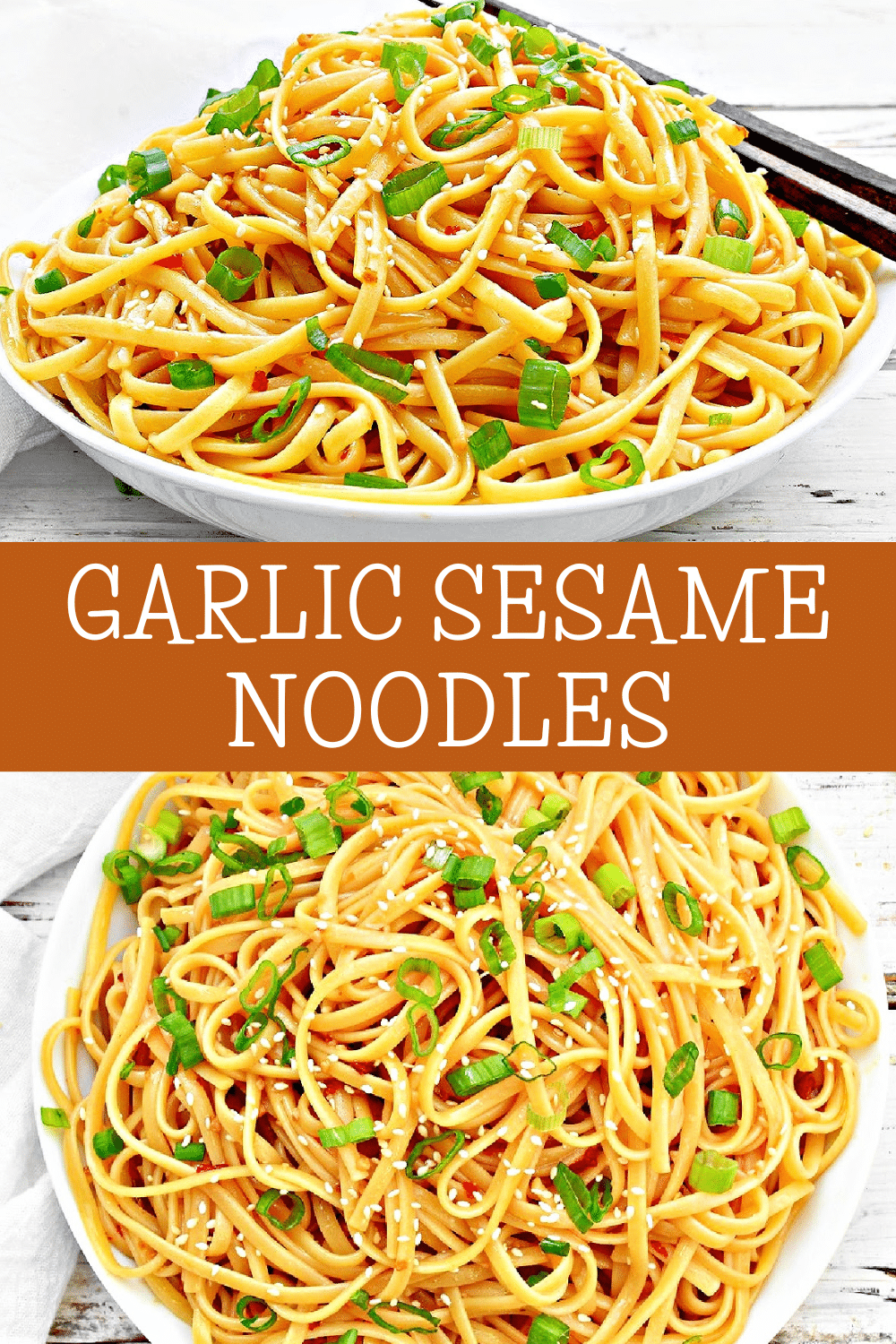 Quick and easy Garlic Sesame Noodles packs a flavor punch! It's the perfect blend of savory, spicy, and sweet all wrapped up in a tangle of noodles.  via @thiswifecooks