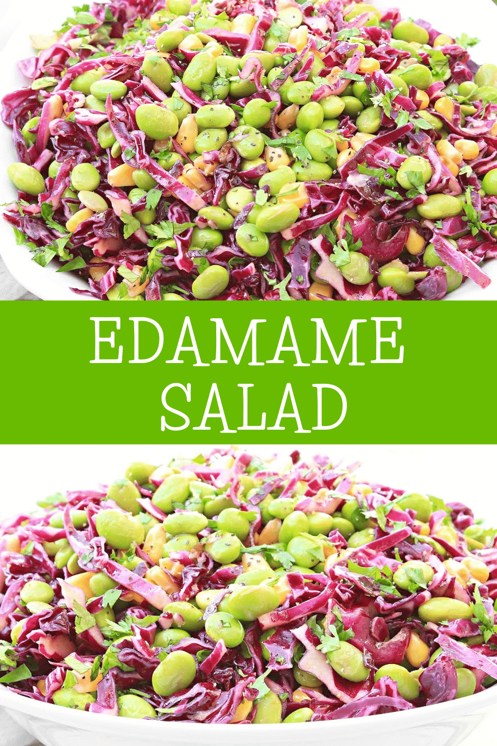 Edamame Salad ~ Light and crisp salad packed with vibrant colors and fresh flavor! Serve as a refreshing side or as a main dish over rice. via @thiswifecooks