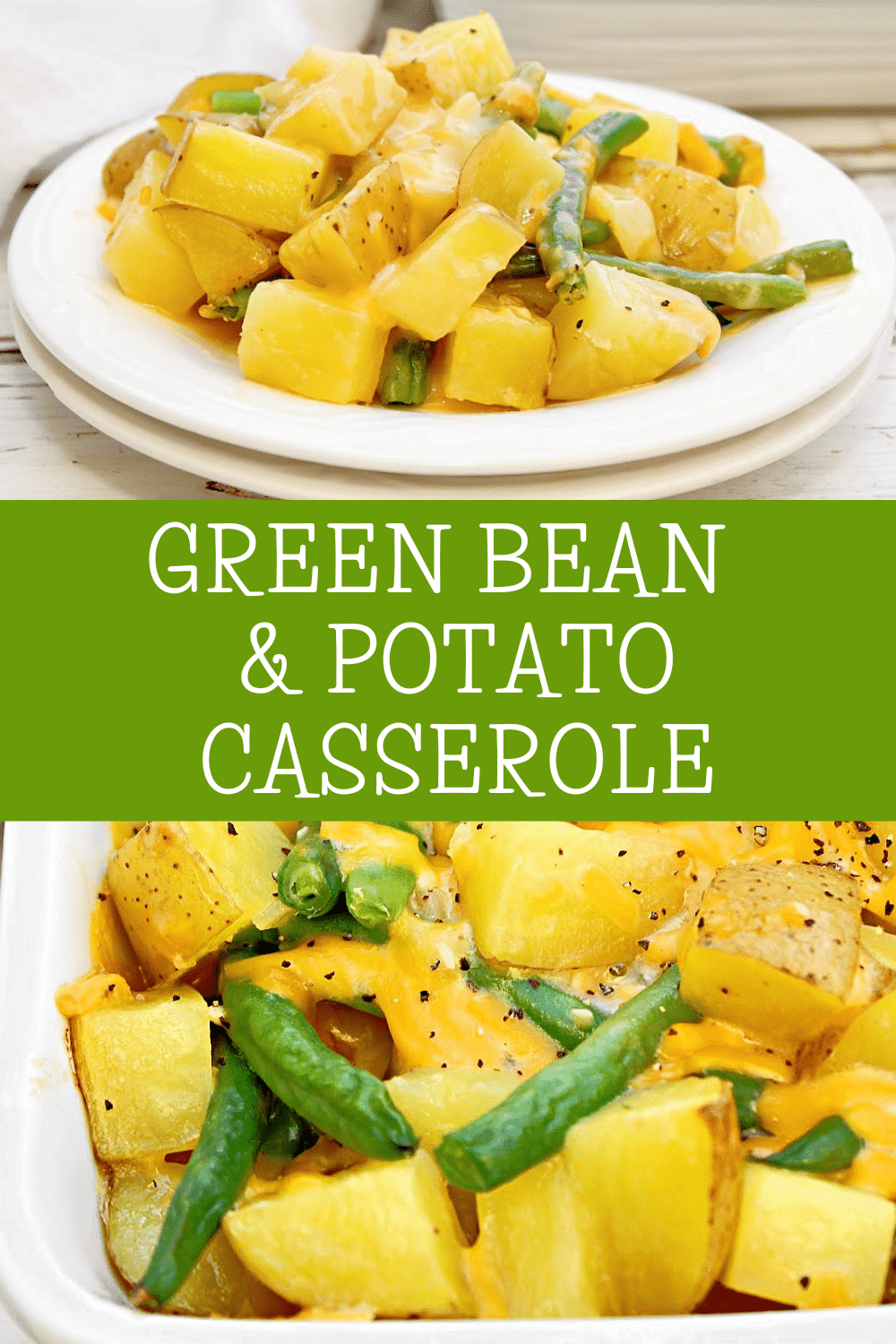 Green Bean and Potato Casserole ~Fresh green beans and hearty potatoes baked in a savory cheese sauce. via @thiswifecooks