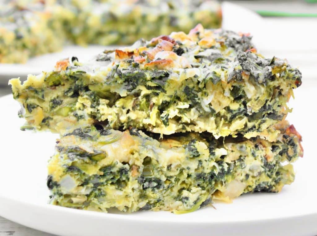 Spinach Asparagus Frittata ~ This savory plant-based frittata has all the taste and texture you know and love of the classic egg-based dish!