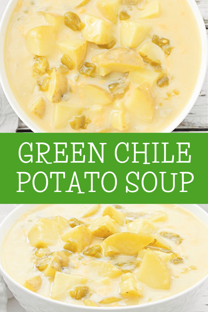 Green Chile Potato Soup ~ Tender potatoes in a creamy and savory broth infused with the bold flavor and subtle heat of green chile peppers!