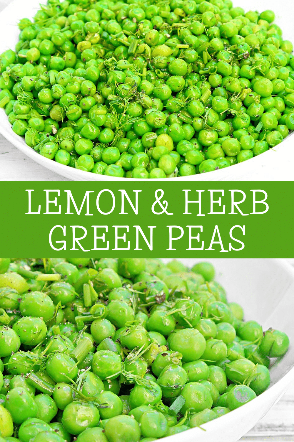 Lemon Herb Green Peas Recipe ~ An easy way to elevate frozen peas with the bright flavors of lemon and fresh herbs! via @thiswifecooks