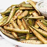 Okra Fries ~ Creole-seasoned oven-roasted okra combines the unique flavors of Louisiana spices with the crispiness of oven-roasted goodness!