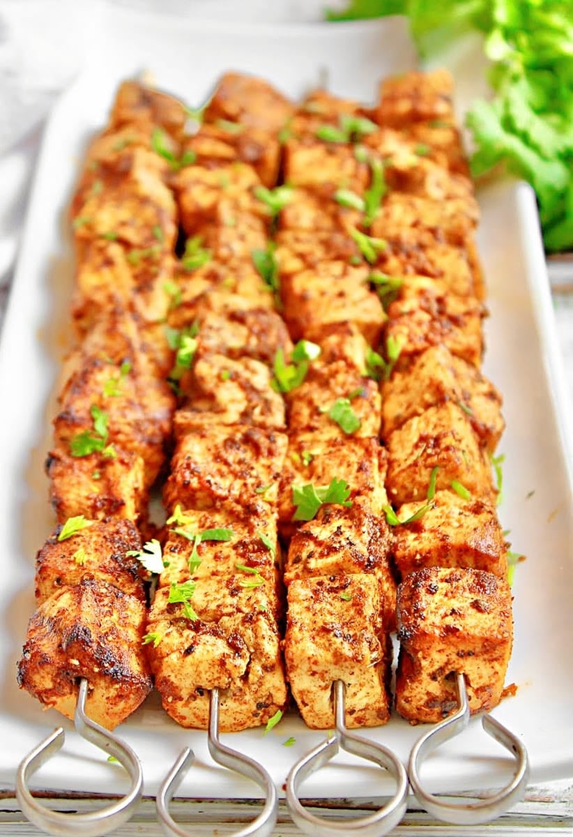 Mexican Grilled Tofu ~ Tofu skewers, marinated in a bold blend of Mexican-inspired spices, and grilled to perfection!