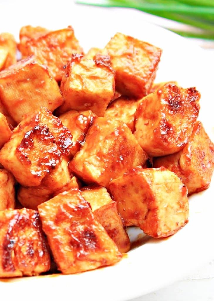 BBQ Tofu ~ Savory pan-seared tofu combined with the rich smokiness of barbecue sauce. Ready to serve in 20 minutes or less!