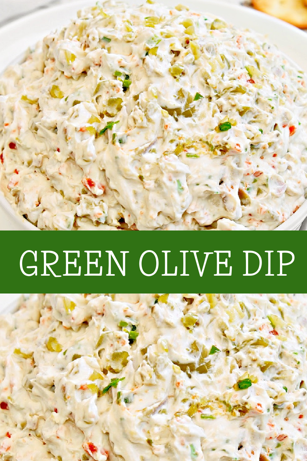 Green Olive Dip ~ This easy appetizer is a crowd favorite with olive lovers and a great way to use up that extra jar of olives in the pantry! via @thiswifecooks