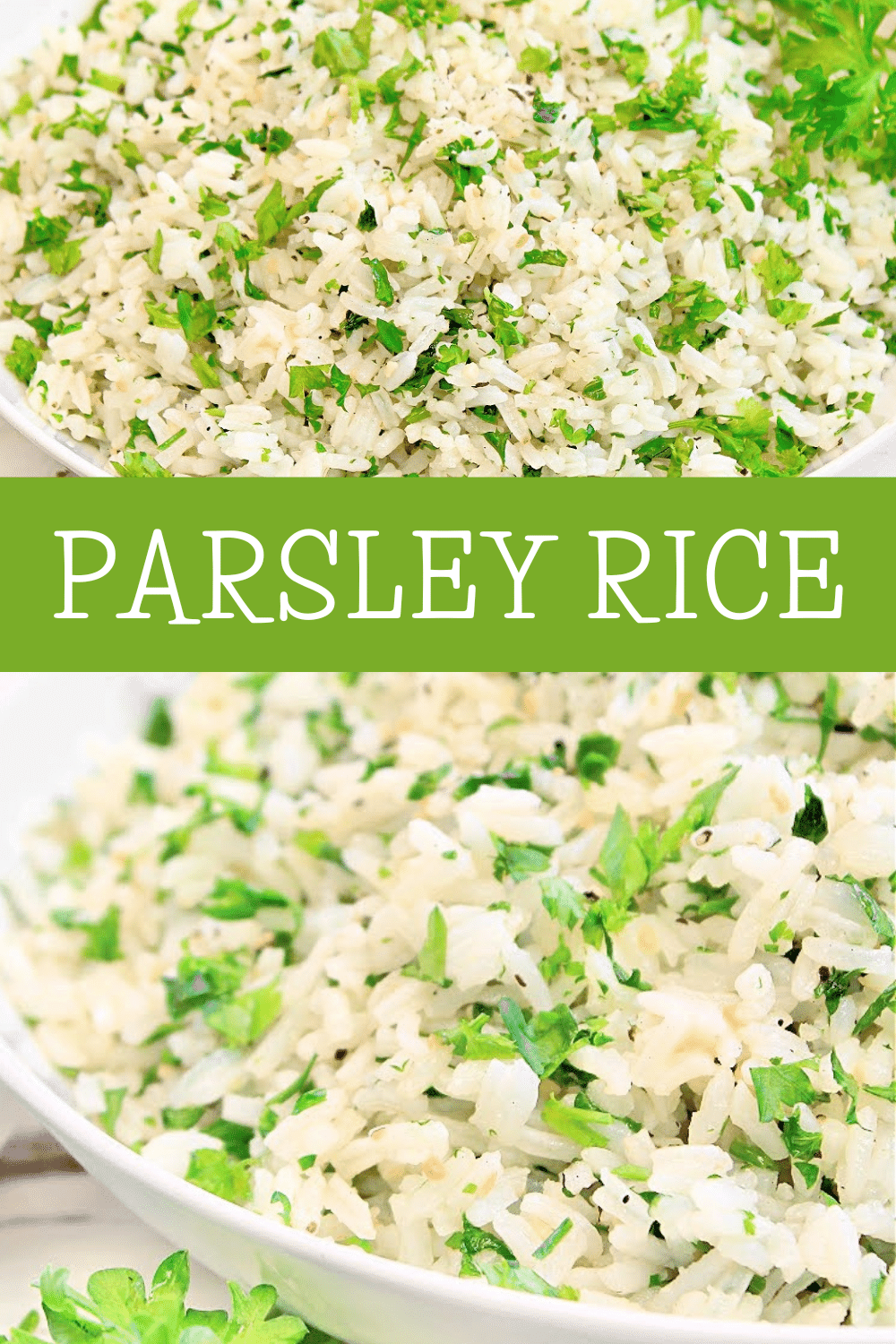 Parsley Rice ~ An easy and versatile side dish made with fresh parsley and garlic butter! Pairs well with a variety of cuisines. via @thiswifecooks