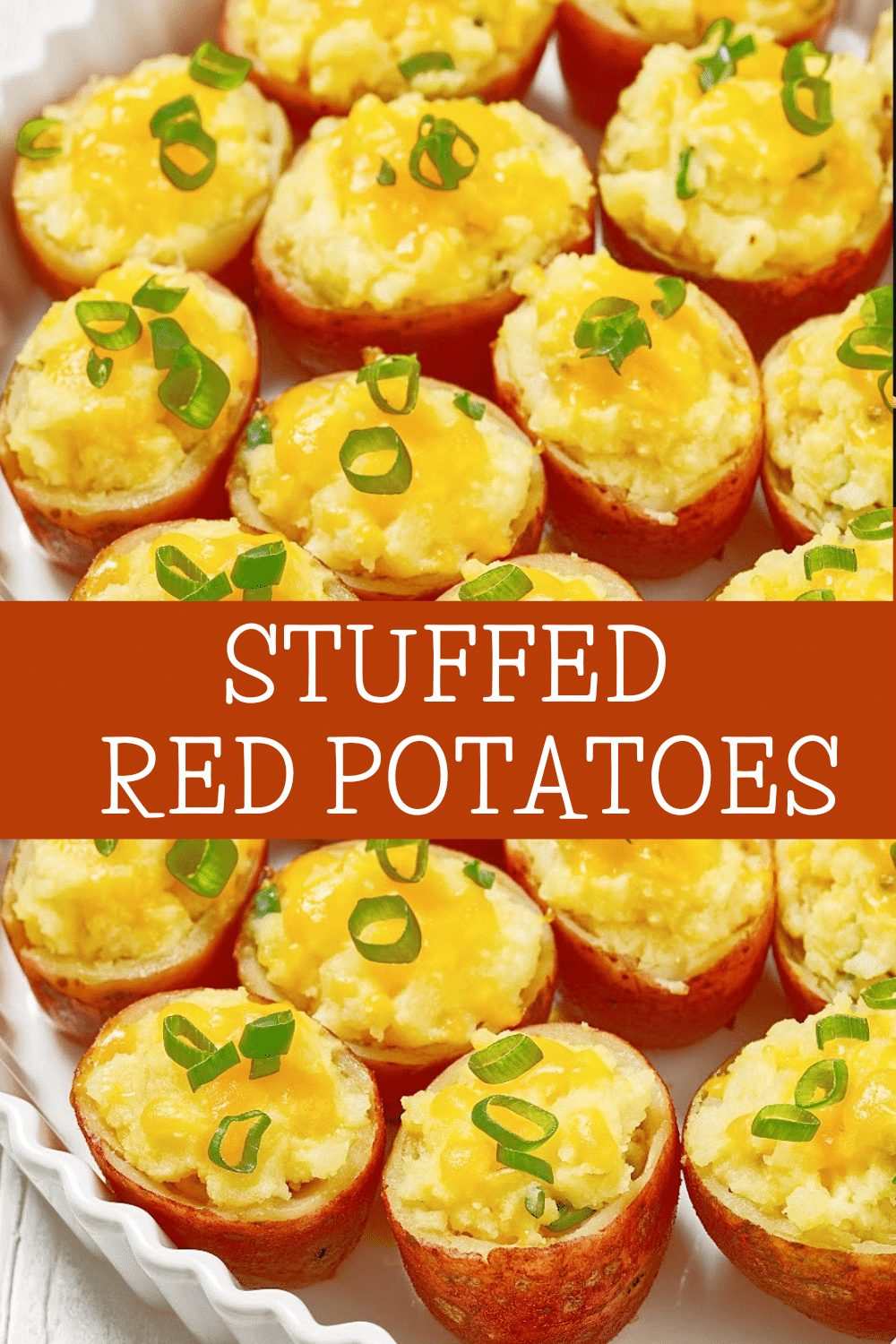 Stuffed Baby Red Potatoes ~Serve these savory potato bites as an appetizer or fun side dish, perfect for any occasion! via @thiswifecooks