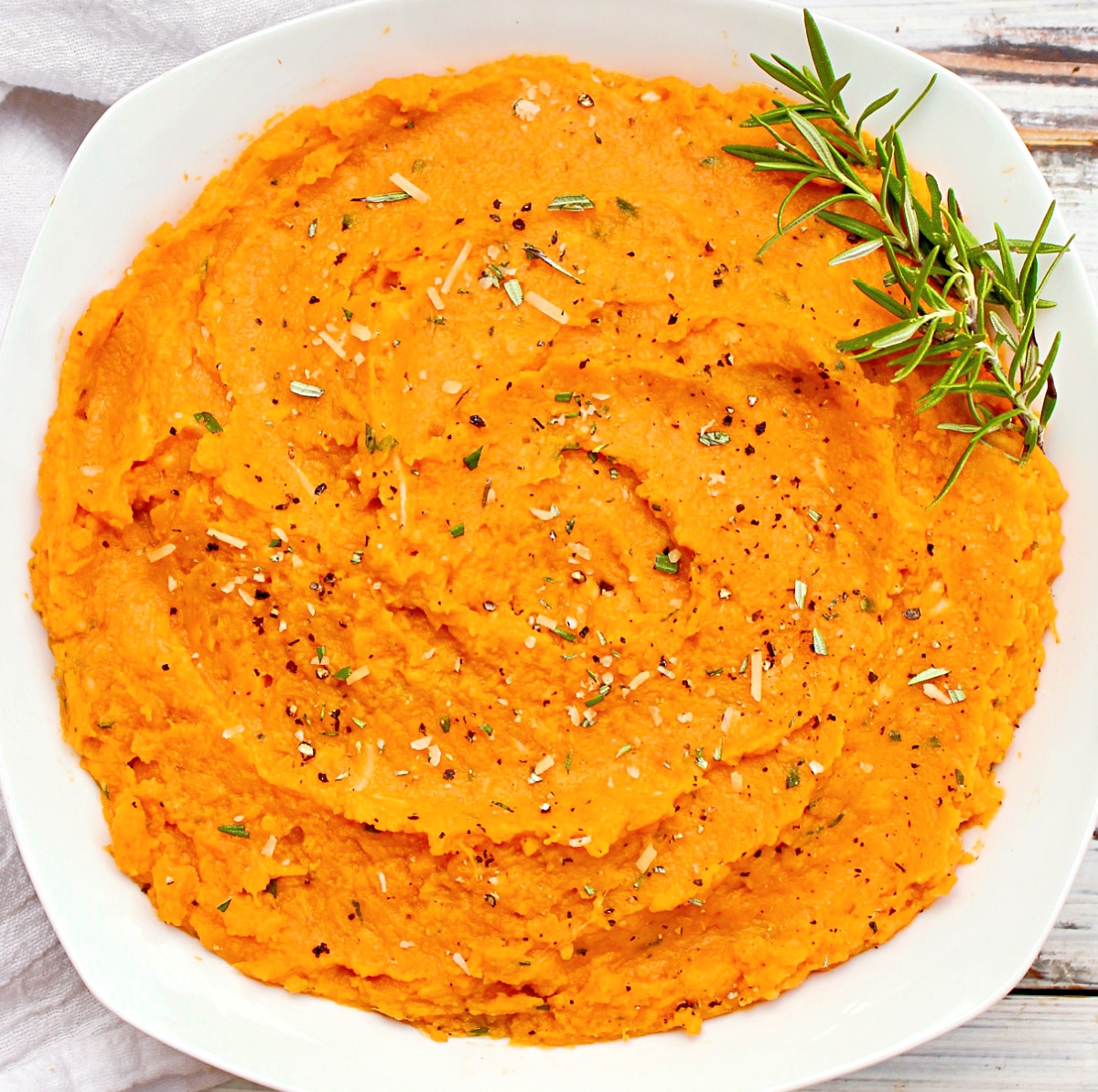 Savory Mashed Sweet Potatoes ~ Bring the natural sweetness of sweet potatoes to the holiday table with this easy recipe!