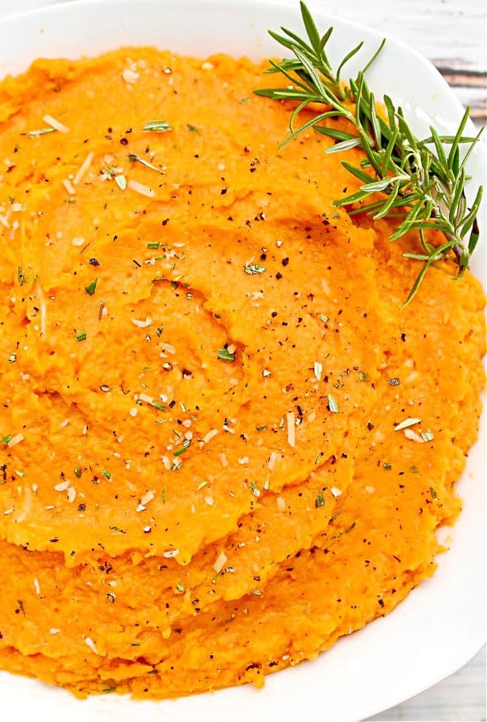 Savory Mashed Sweet Potatoes ~ Bring the natural sweetness of sweet potatoes to the holiday table with this easy recipe!