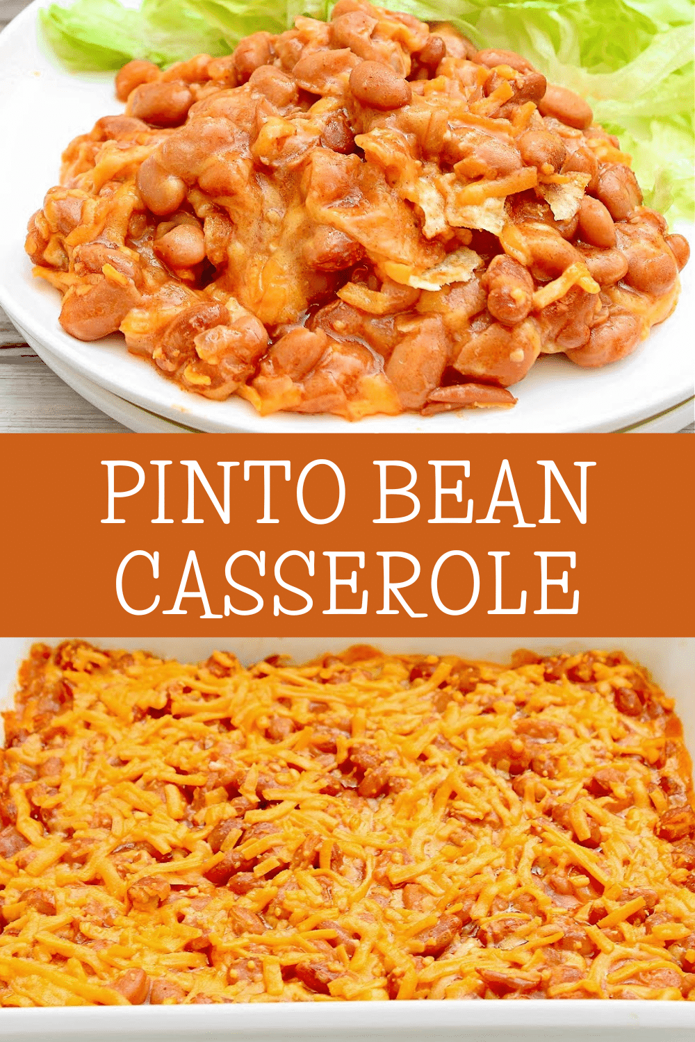 Pinto Bean Casserole ~ Easy and cheesy casserole that's easy on the budget and packed with Tex-Mex flavors! via @thiswifecooks