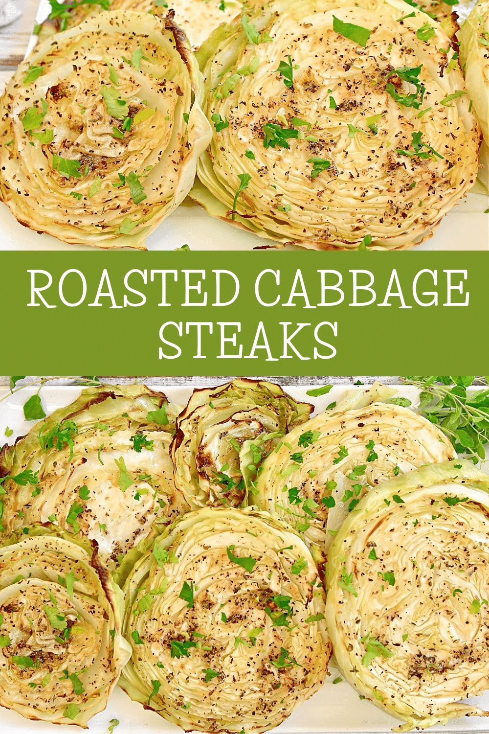 Roasted Cabbage Steaks Recipe ~ Thick cabbage slices seasoned with simple ingredients and roasted to perfection.  via @thiswifecooks