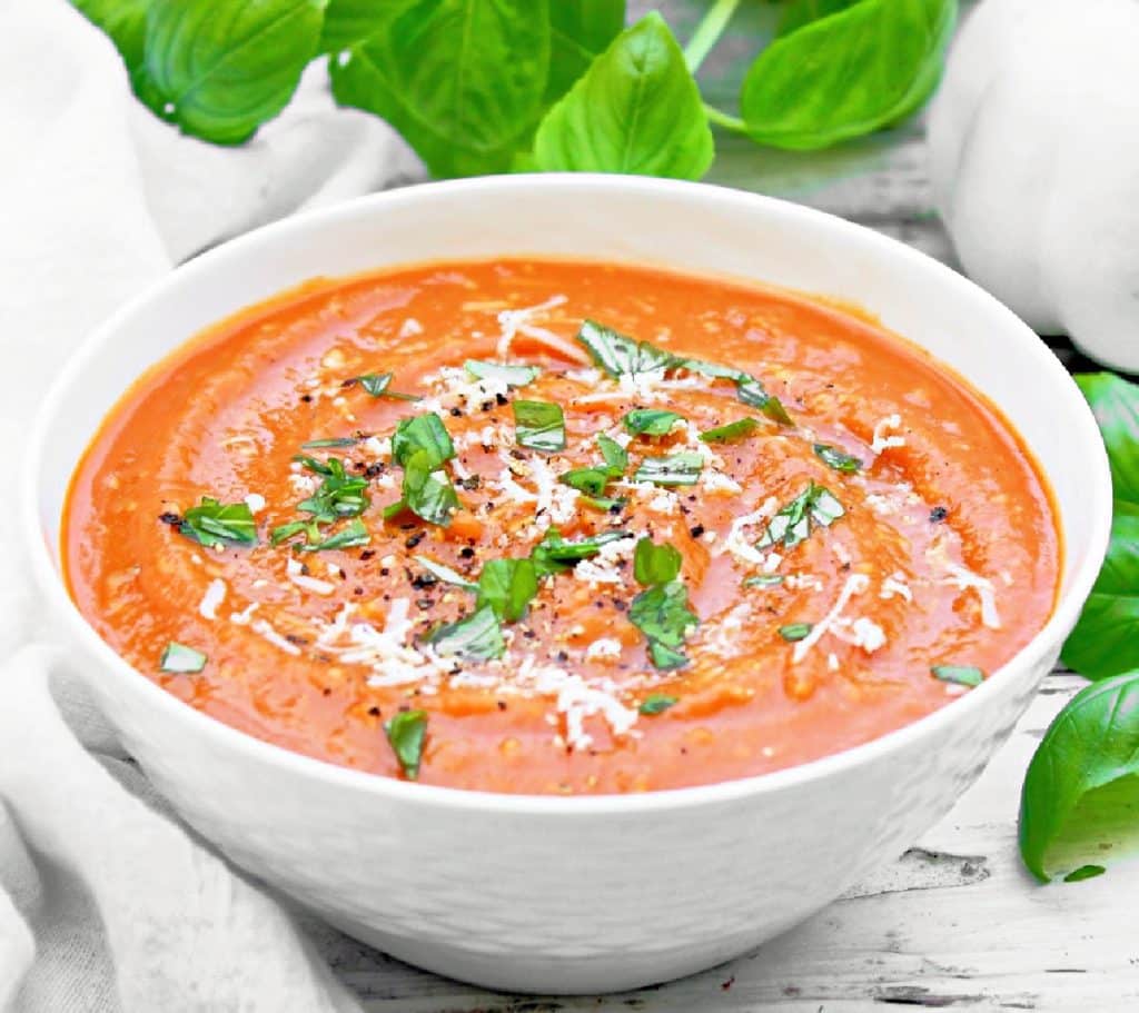 Pumpkin Tomato Soup ~ A savory soup that combines the earthy sweetness of pumpkin with the tangy richness of tomatoes.