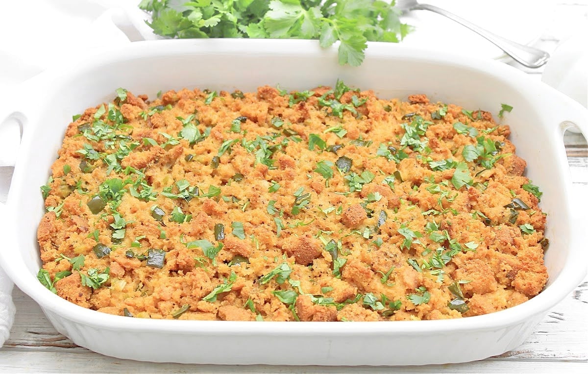 Poblano Cornbread Dressing Mexican Stuffing Recipe poblano-cornbread-dressing-mexican-stuffing-recipe