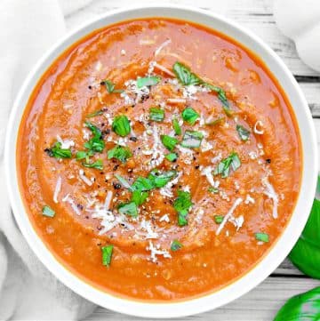 Pumpkin Tomato Soup ~ A savory soup that combines the earthy sweetness of pumpkin with the tangy richness of tomatoes.