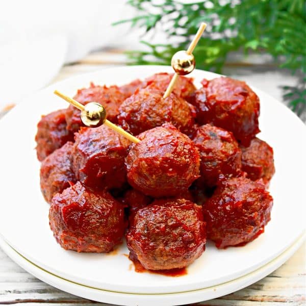 Vegan Cocktail Meatballs with Cranberry Sauce ~ This Wife Cooks