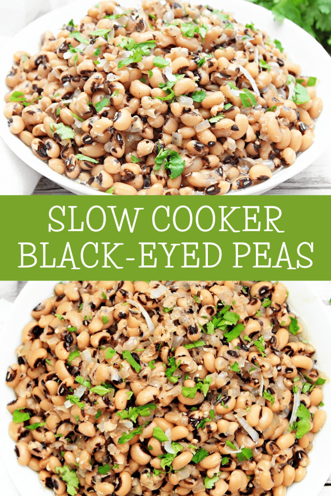 Slow Cooker Black-Eyed Peas ~ Dried beans slow simmered in a seasoned and savory broth. Serve over rice for a simple dinner or with greens and cornbread for good luck on New Year's Day! 