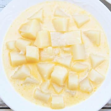 Old Fashioned Potato Soup ~ A back-to-basics potato soup made with simple ingredients. Easy slow cooker recipe.