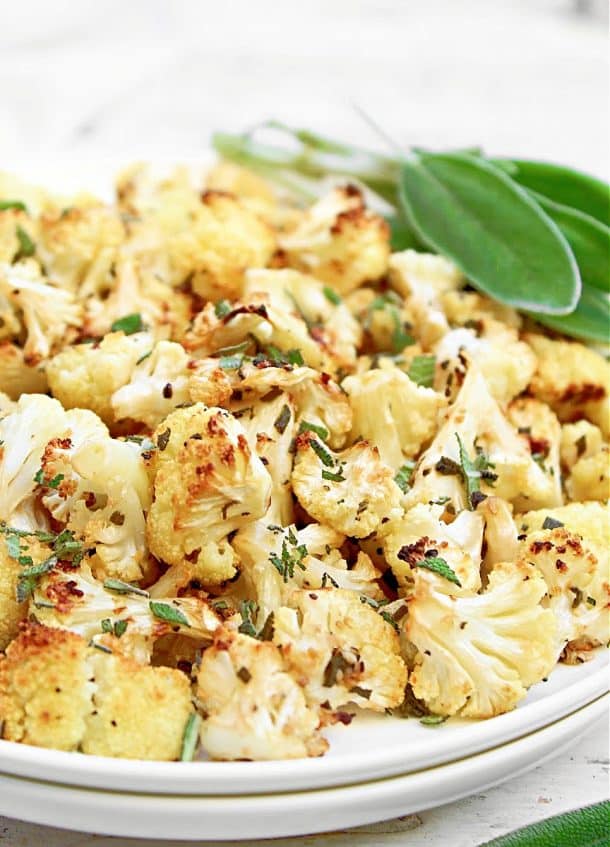 Garlic And Sage Roasted Cauliflower Recipe ~ This Wife Cooks™