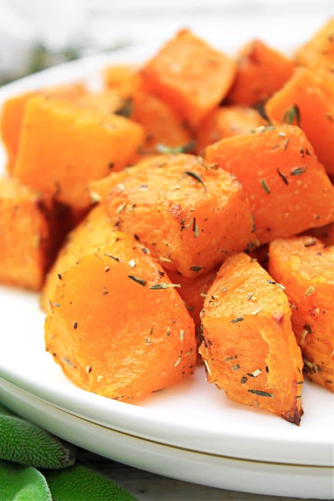 Herb Roasted Butternut Squash ~ Easy side dish with the savory flavors of fresh herbs and the natural sweetness of butternut squash. 