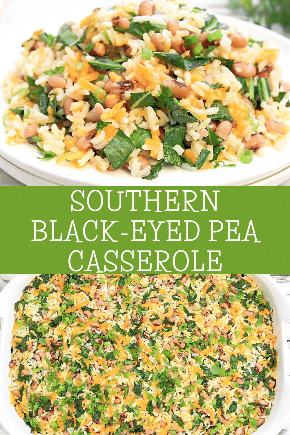 Black-Eyed Pea Casserole with Rice and Collard Greens ~ Easy to make and budget-friendly.  Serve with homemade cornbread for New Year's Day! via @thiswifecooks