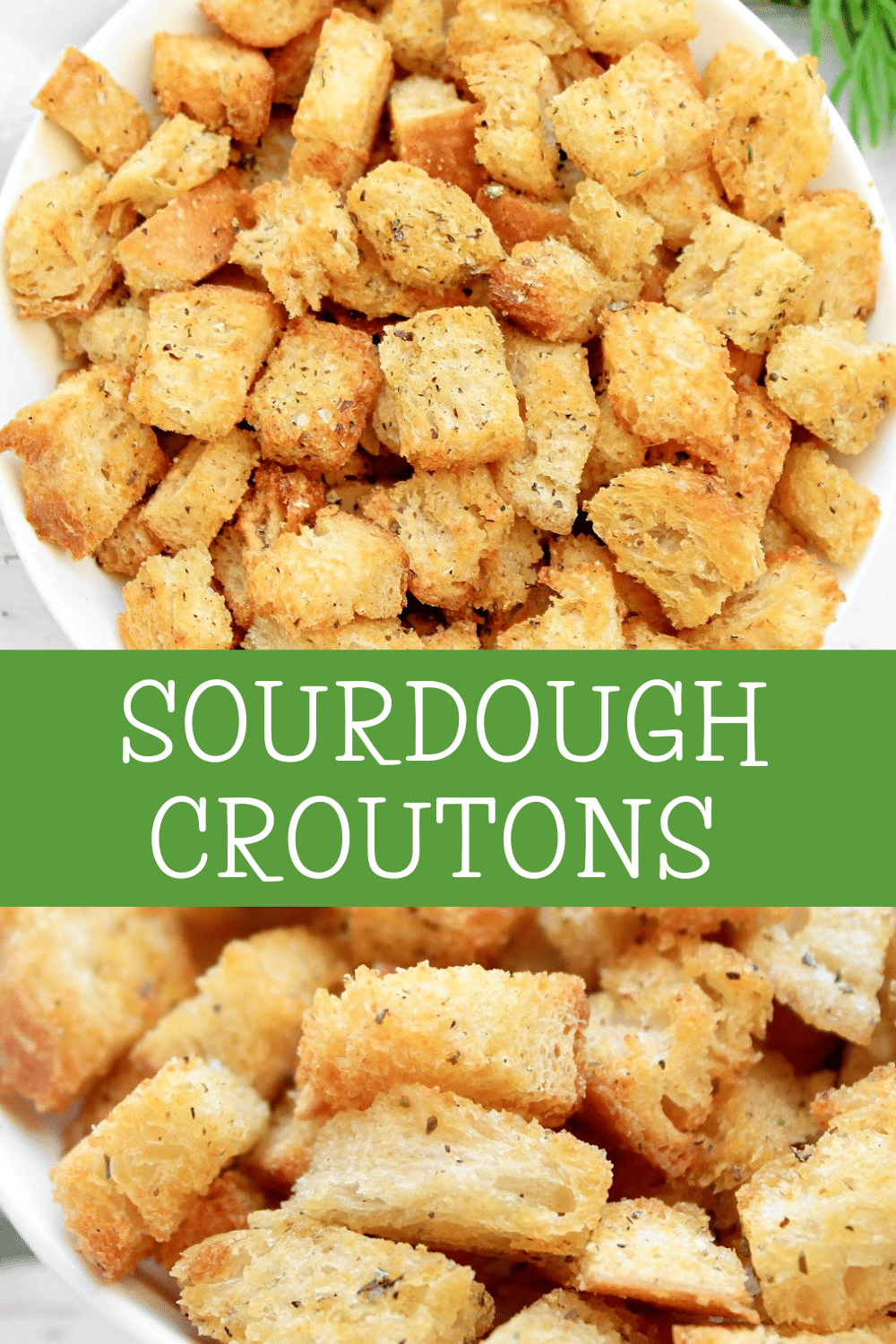 Sourdough Croutons ~ A few simple ingredients are all you need for herb-seasoned and perfectly crunchy croutons! via @thiswifecooks