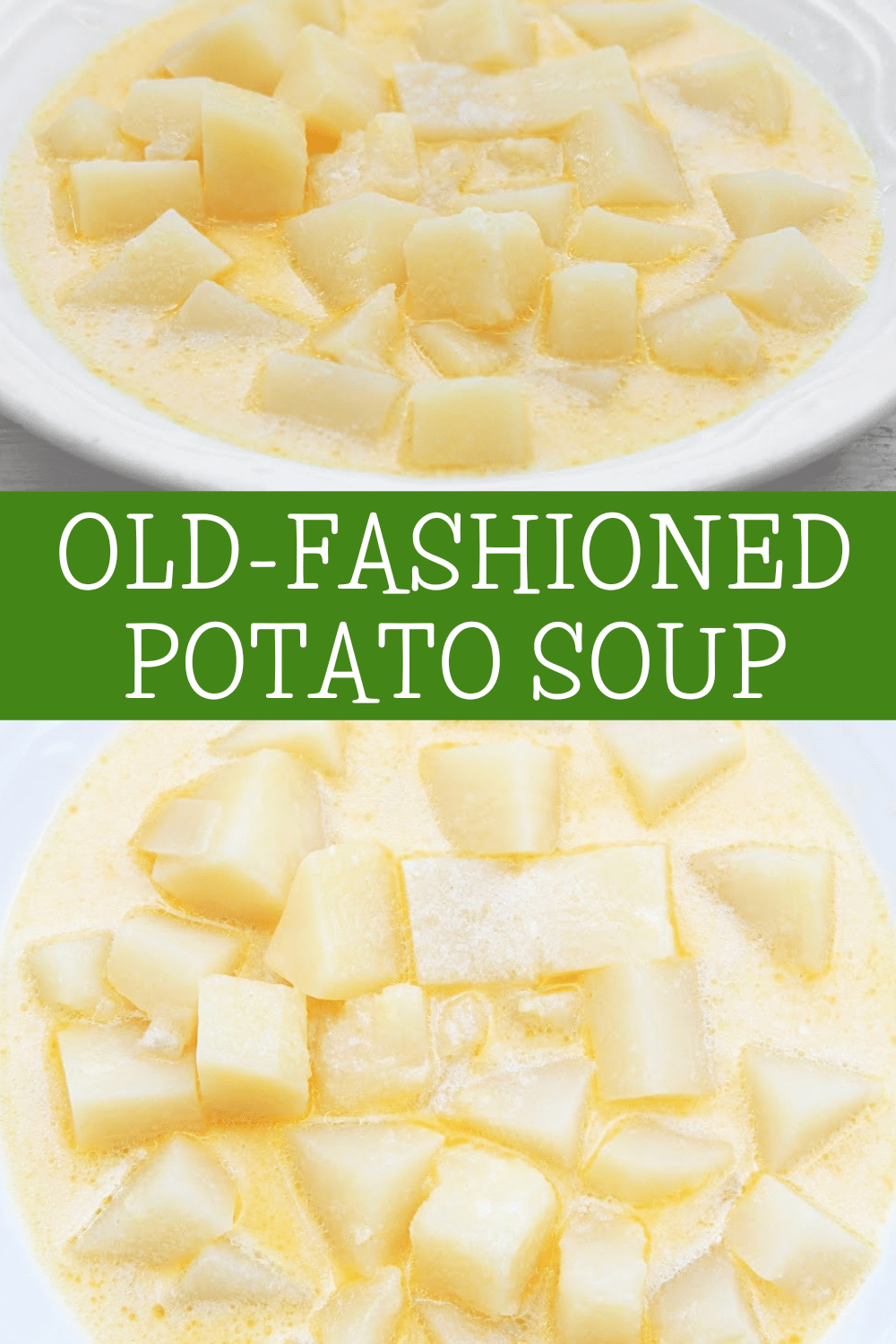 Old Fashioned Potato Soup ~ A back-to-basics potato soup made with simple ingredients. Easy slow cooker recipe. via @thiswifecooks