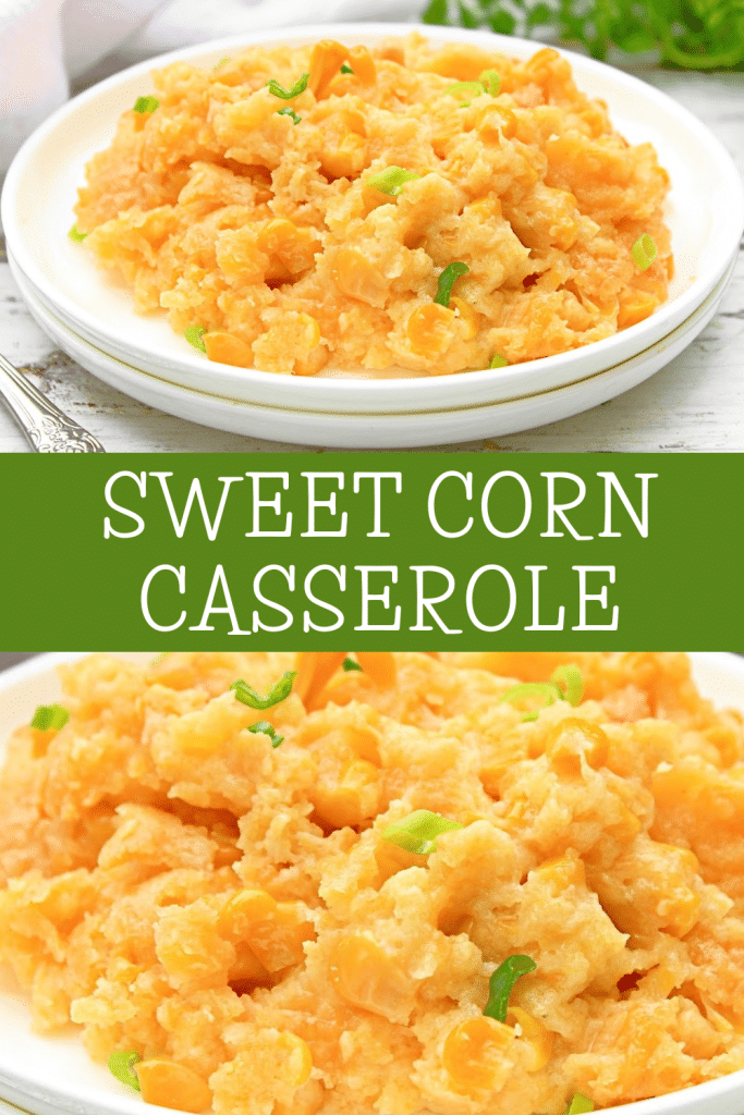 Sweet Corn Casserole ~ Sweet and creamy corn casserole is easy to make with simple ingredients. This Southern-style classic side dish is perfect for special occasions or a holiday dinner!