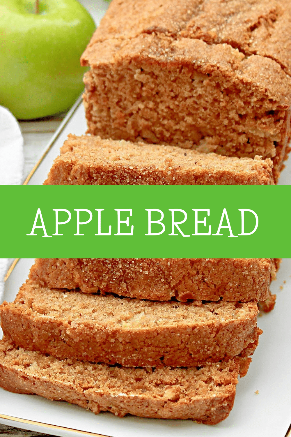 Apple Bread ~ Comforting and aromatic loaf cake studded with fresh apples and topped with crisp brown sugar crystals. via @thiswifecooks