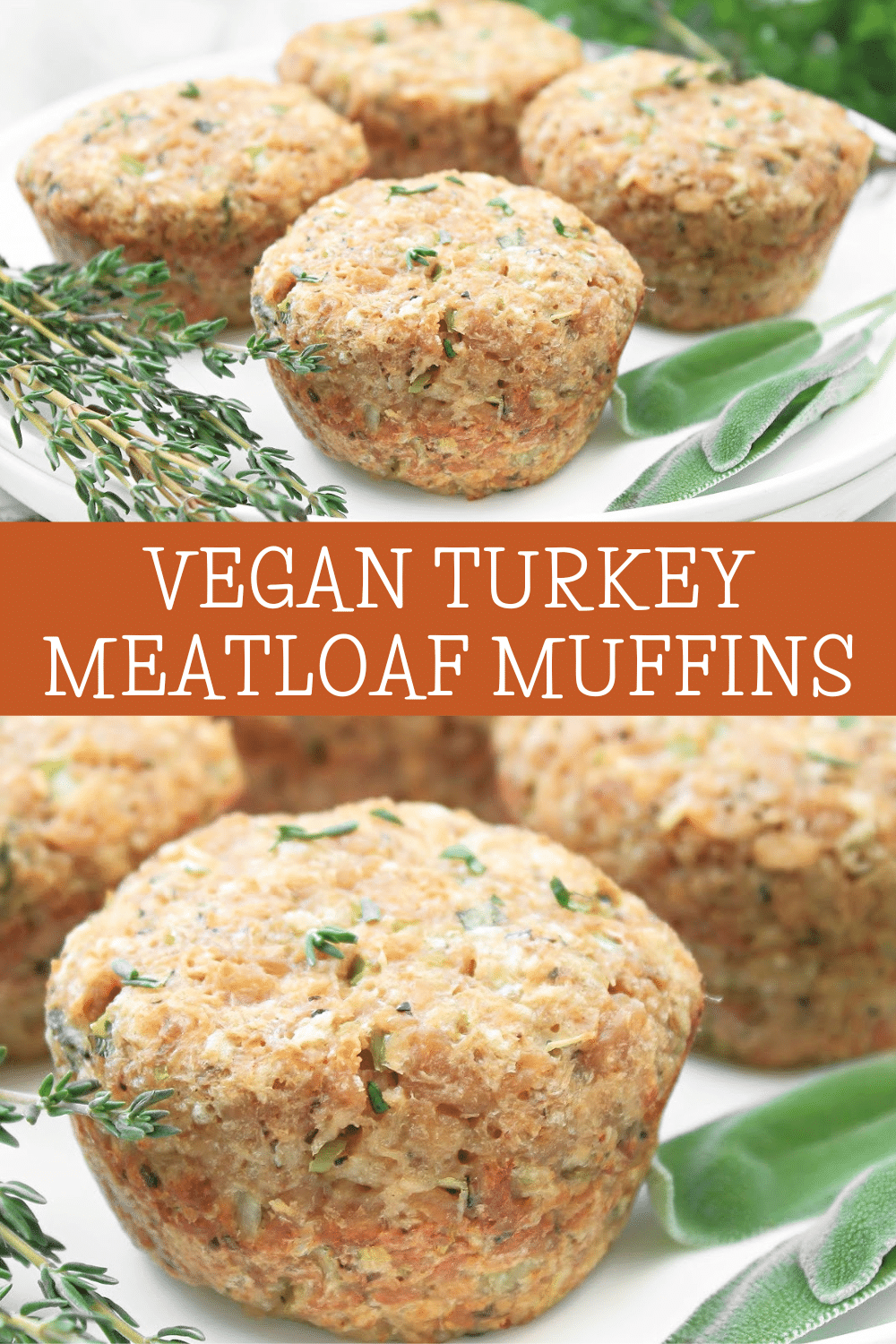 Vegan Turkey Meatloaf Muffins ~ Perfectly portioned mini meatloaves packed with savory flavors! Easy Thanksgiving or Christmas dinner! via @thiswifecooks