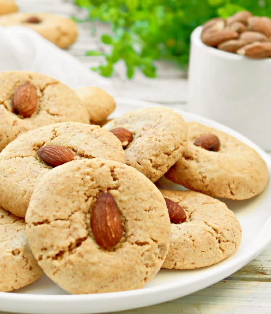 Vegan Almond Cookies ~ Soft and chewy plant-based cookies with big almond flavor! Ready to share in under 30 minutes! Perfect for Chinese New Year!