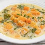 Butternut Squash and Kale Soup ~ A rich and comforting plant-based soup that's easy to make and packed with flavors of the season!